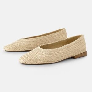 Zara Raffia Ballerinas Woven Ecru Flats Sz 38
